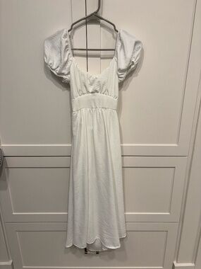 Altar’d State White Puff Sleeve Midi Dress